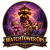 Official logo of WatchTower Ops featuring elite characters and a watchtower, the premier provider of 100% manual boosting and management services for Dark War Survival.